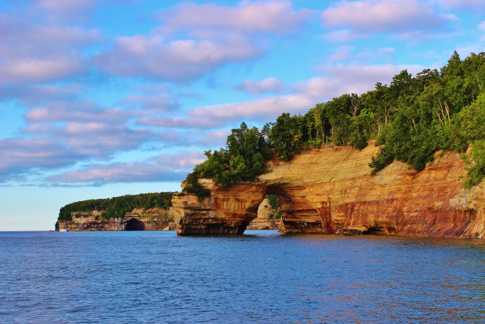 View of Pictured Rocks from boat tour, Michigan Upper Peninsula