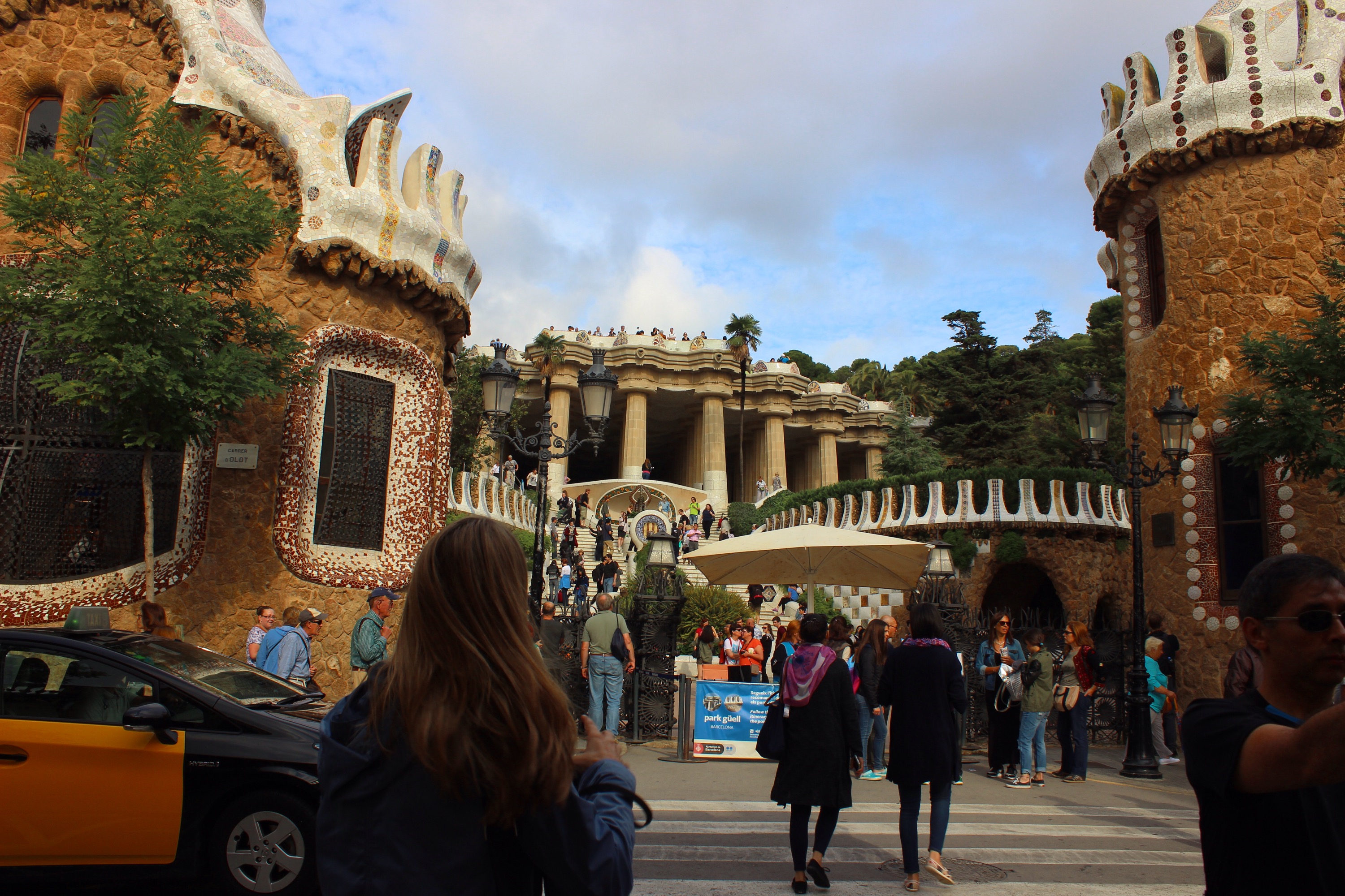 Main Entrance to Park Guell in Barcelona, Spain