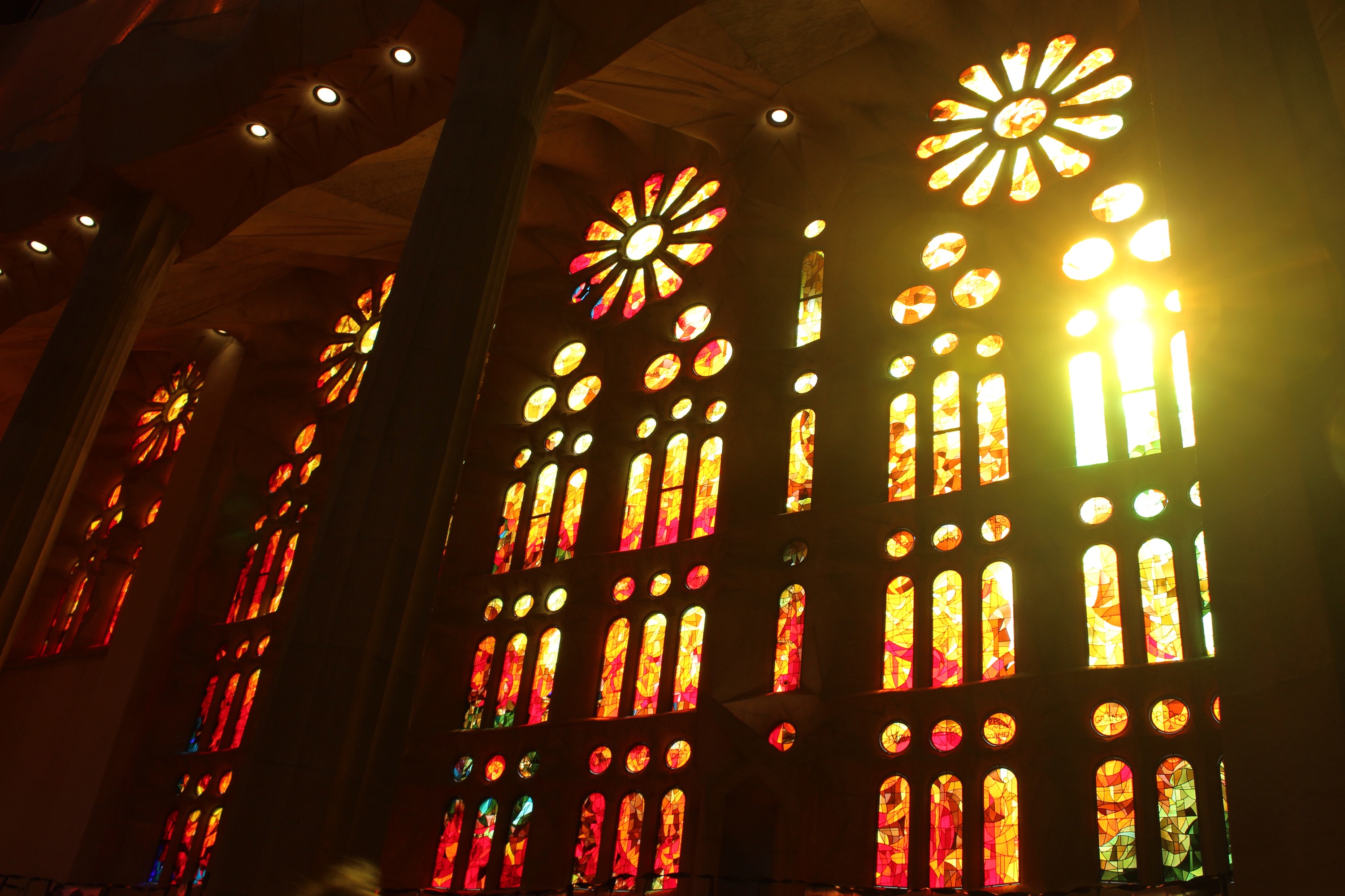 Color from windows in Sagrada Familia in Barcelona, Spain