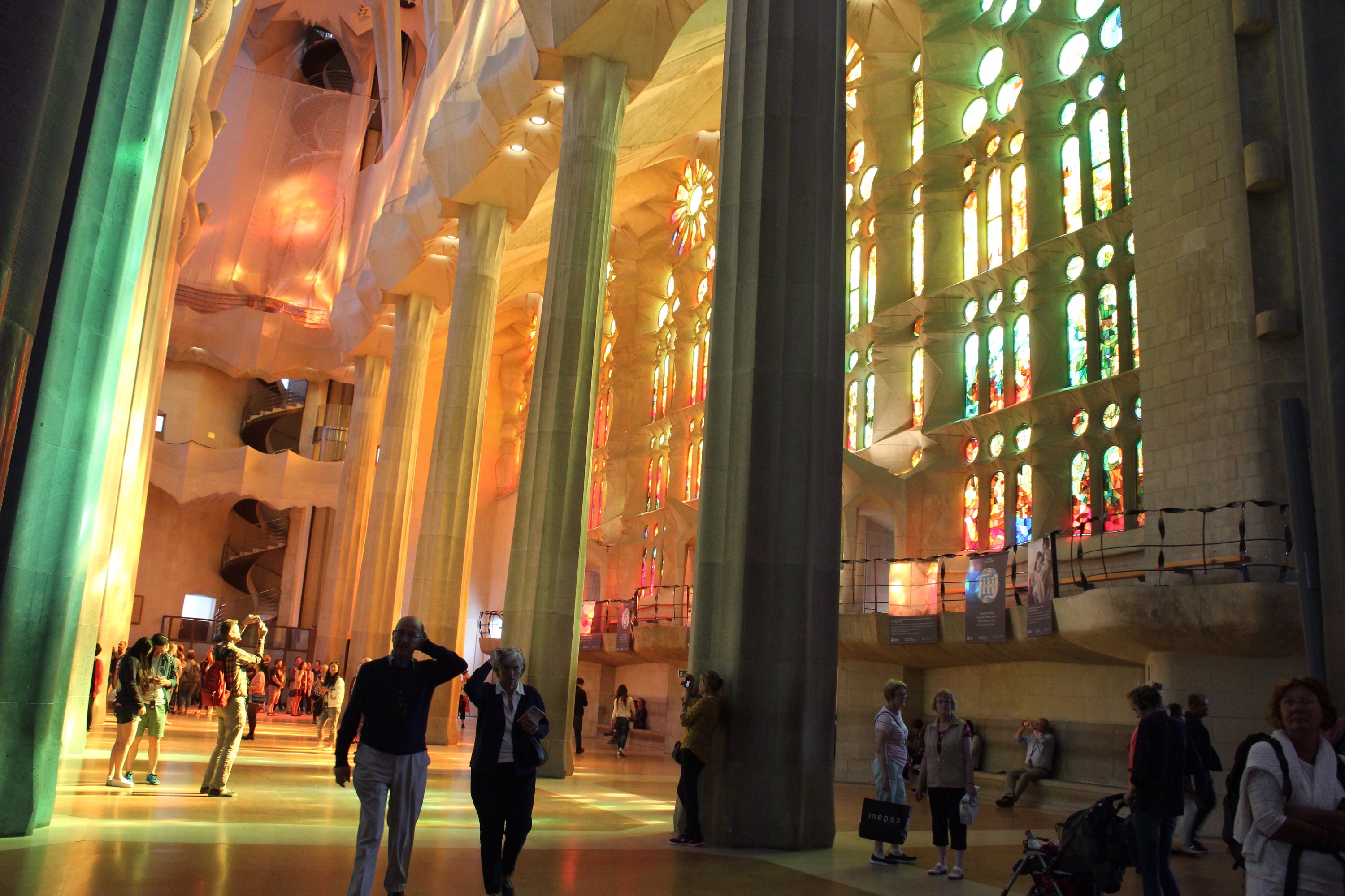 Color from windows in Sagrada Familia in Barcelona, Spain