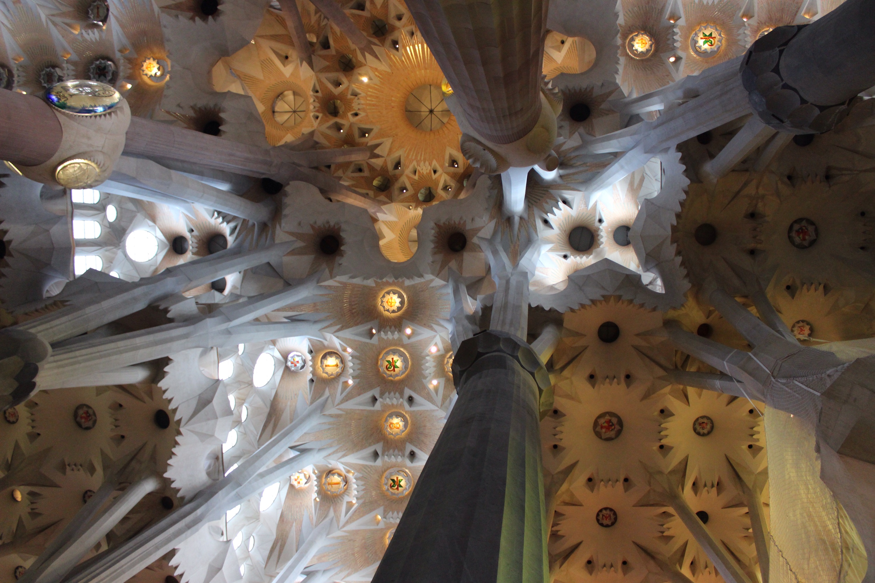 Ceiling of Sagrada Familia in Barcelona, Spain