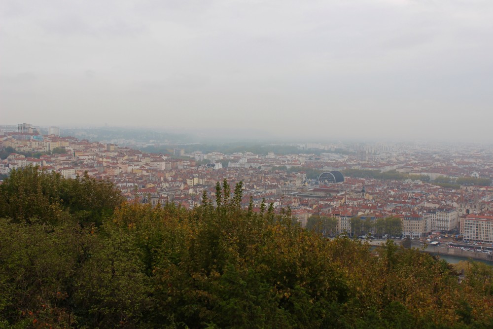 Views from behind Notre-Dame de Fourviere in Lyon, France