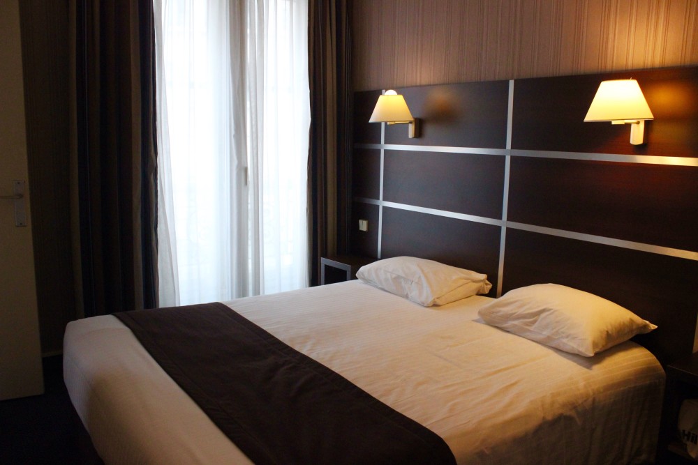 Hotel bedroom in Paris, France