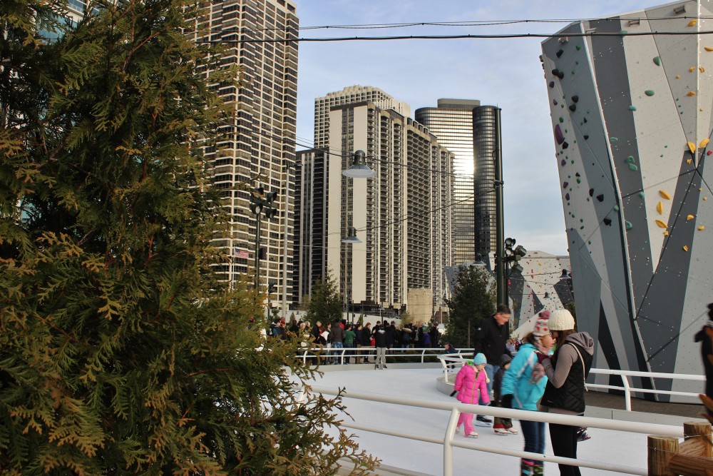 Ice skating at Maggie Daley Park, Christmastime in Chicago