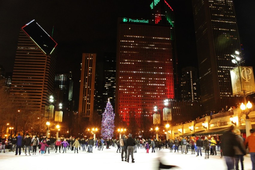 Skating at Millennium Park, Christmastime in Chicago