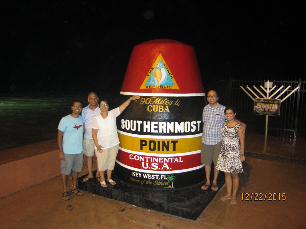 Southernmost point in the continental USA at night
