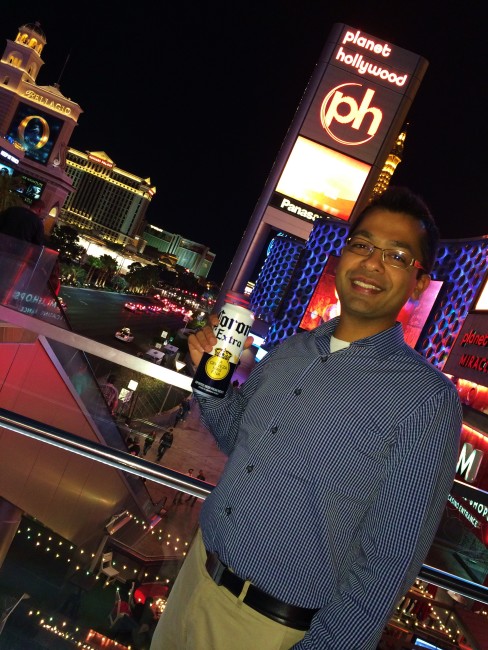 Drinking on the Las Vegas Strip at night