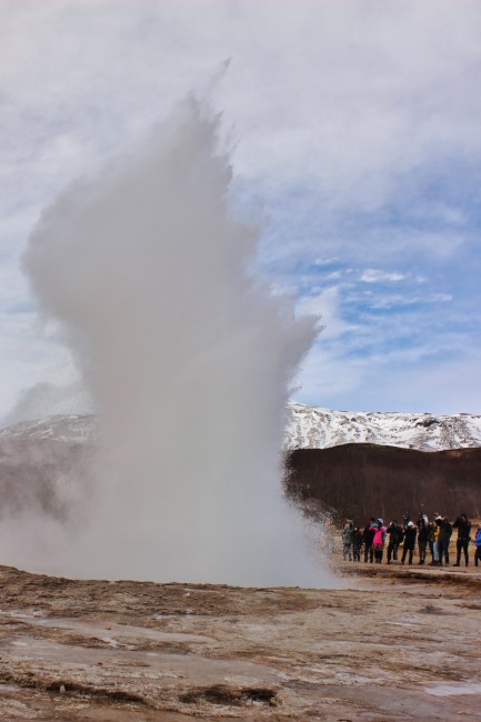 Strokkur Geyser erupts every 10 minutes shooting water 30 meters in air