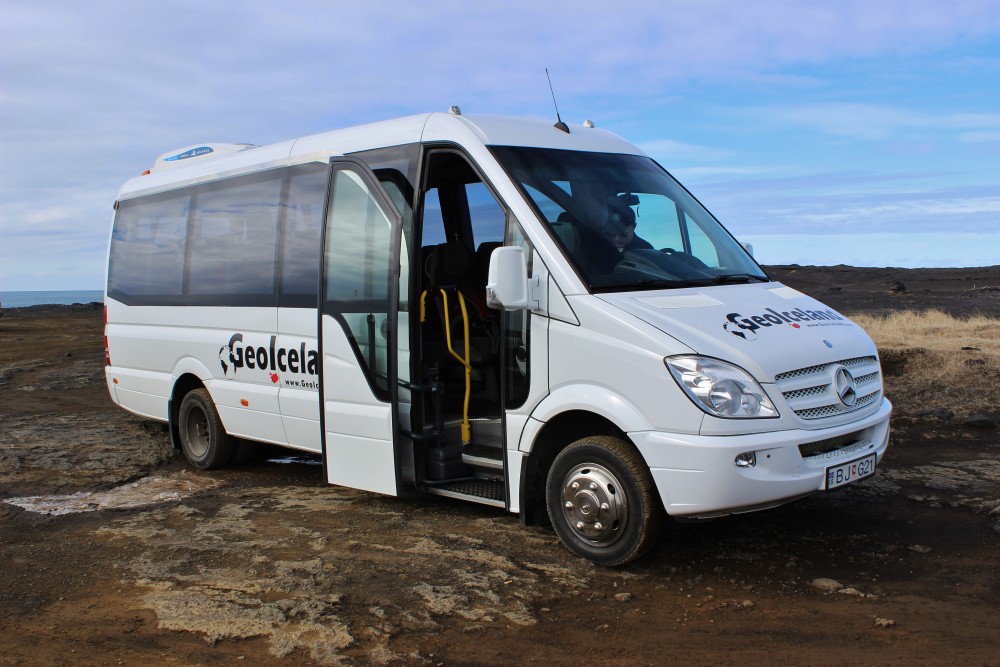 GeoIceland Shuttle Bus that took us on the Golden Circle tour