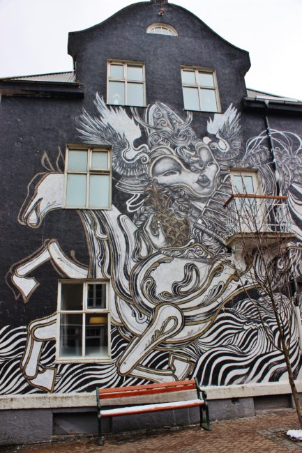 Mural on building in Reykjavik