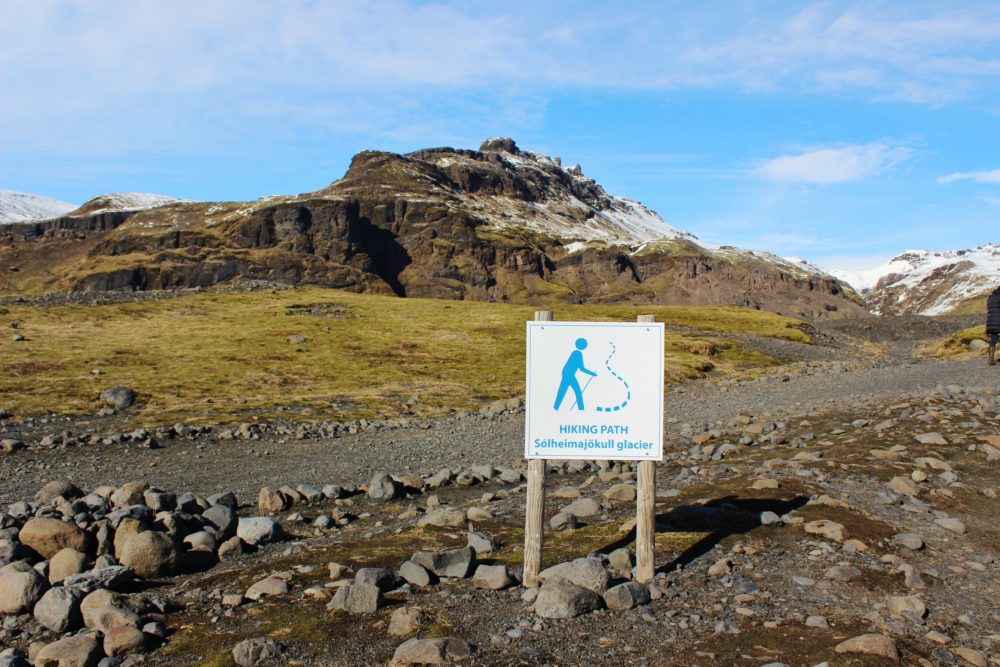 Start of hike to glacier Solheimajökull, Iceland's South Coast