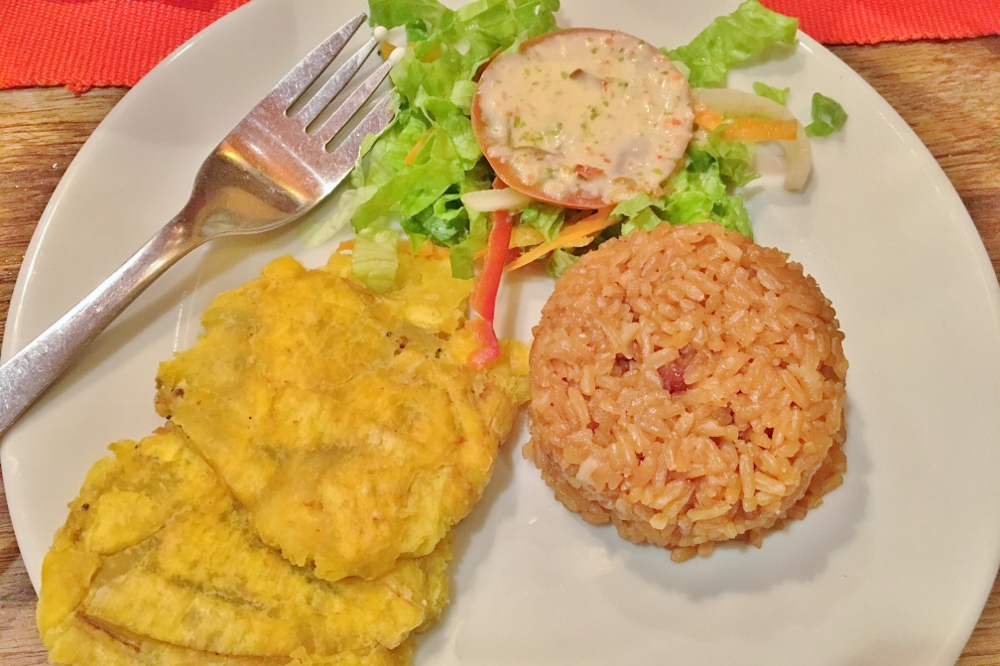 Fried plantains with coconut rice