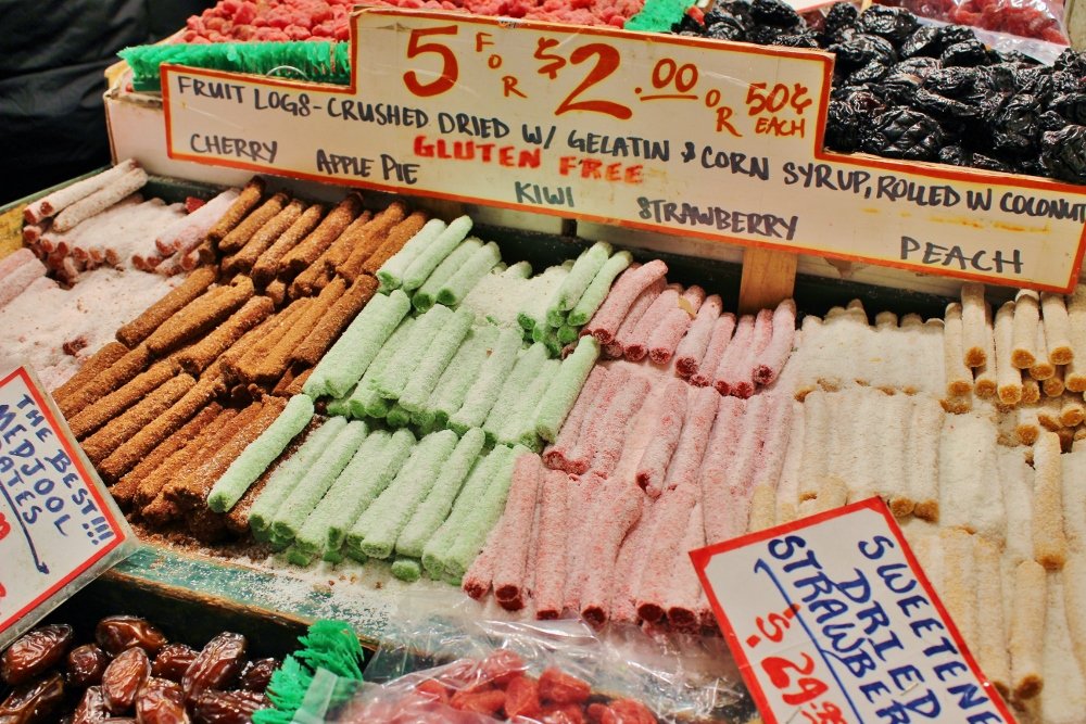 Assortment of Fruit Logs at Pike Place Market - Seattle Eats